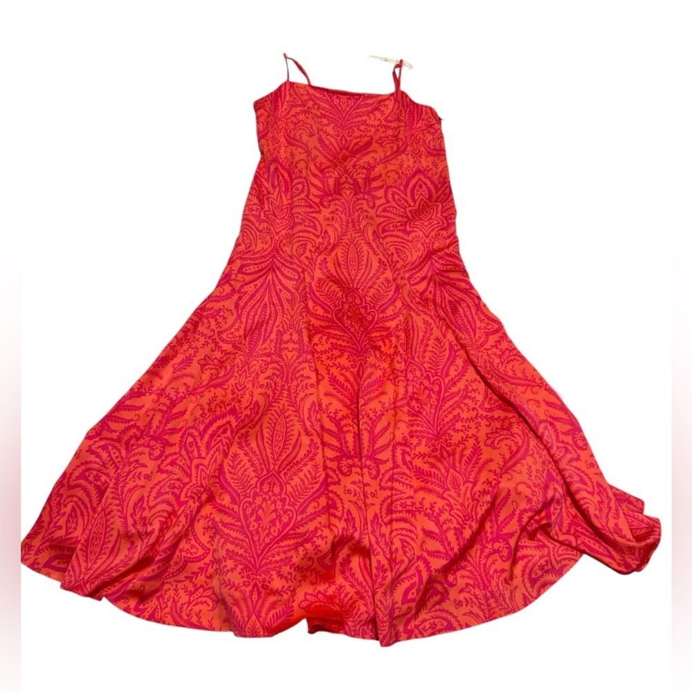 Loft Vibrant Pink and Orange Maxi Dress Size 12 NWT